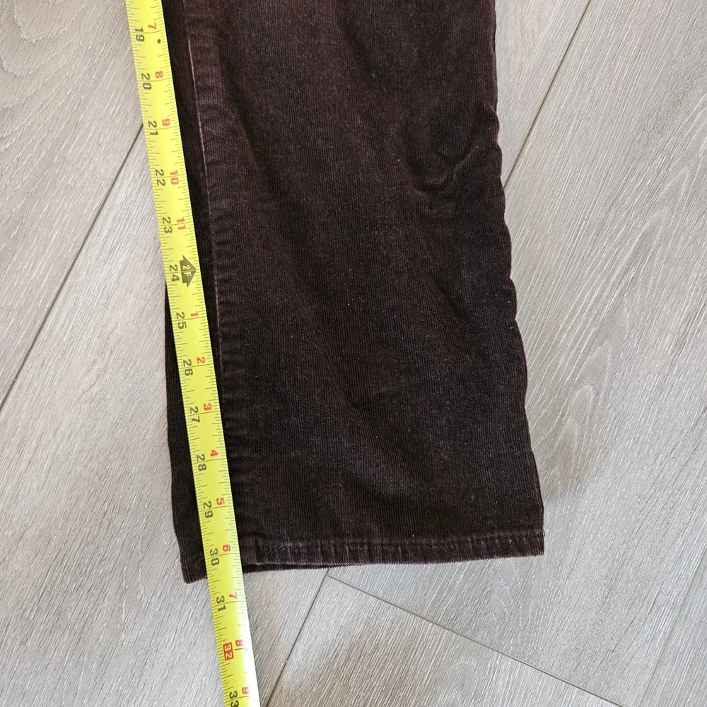Chaps Womens Brown Corduroy Straight Leg Pants Size 12 Espresso Cotton Blend